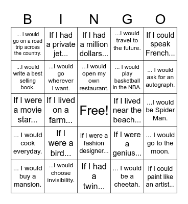 second conditional bingo Card