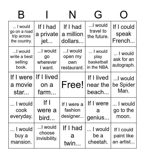 second conditional bingo Card