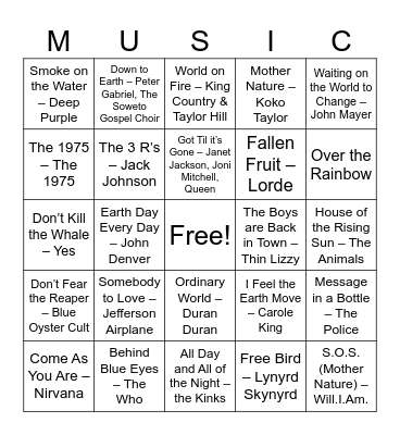America's Birthday Bingo Card