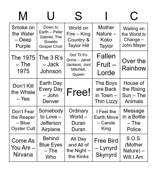 America's Birthday Bingo Card