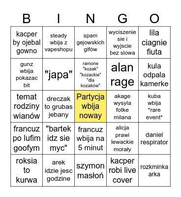 Bingo Mortadelkowe Bingo Card