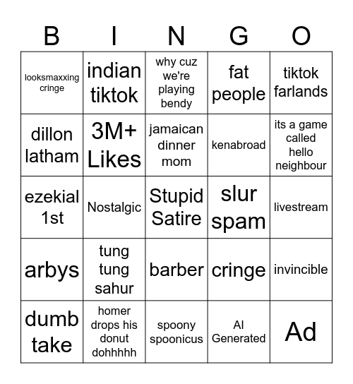TikTok Bingo 2025 Edition Bingo Card
