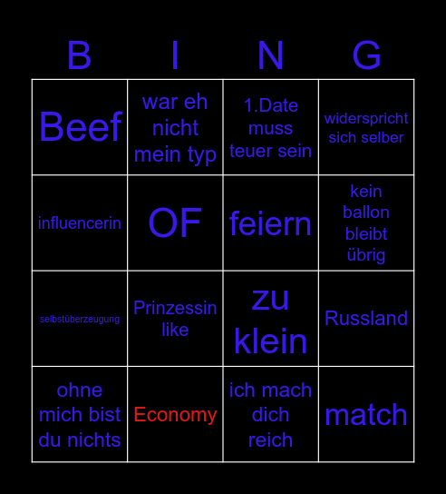 Ballon Date Bingo Card