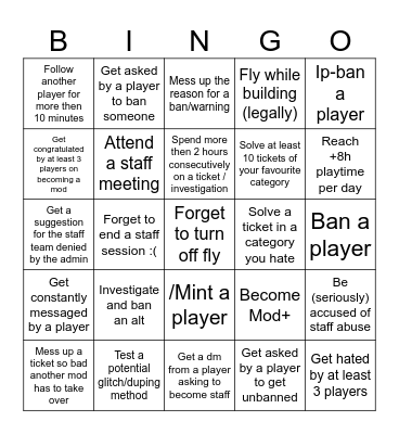 Mod Bingo Card Bingo Card