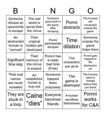 TADC Entire Series BINGO card Bingo Card