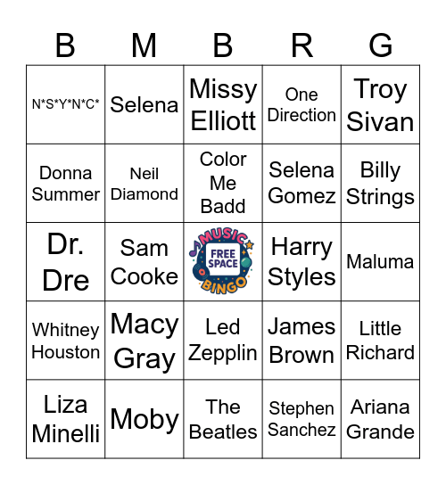 Who Sang That- Name the Artist Bingo Card