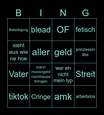 Frankfurt Dinner Bingo Card