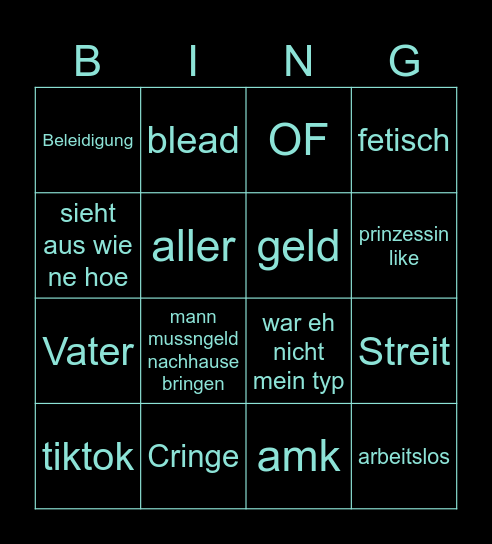 Frankfurt Dinner Bingo Card