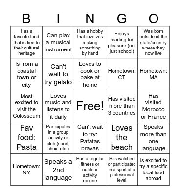 DOC 2026 Icebreaker Bingo Card