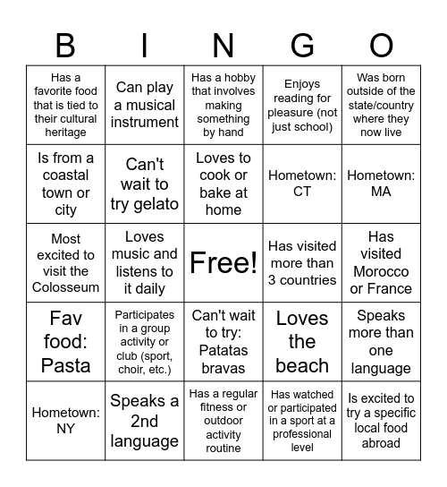 DOC 2026 Icebreaker Bingo Card