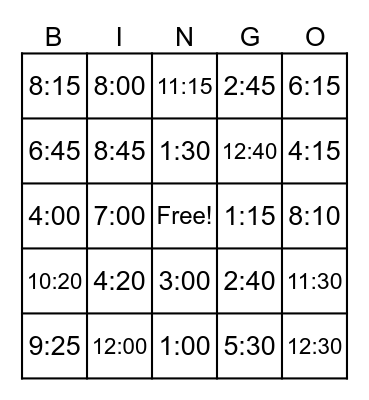 EL TIEMPO Bingo Card