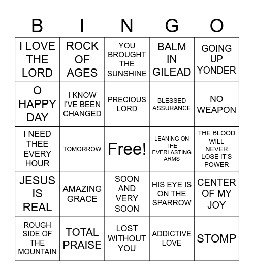GOSPEL BINGO PRAISE PARTY Bingo Card