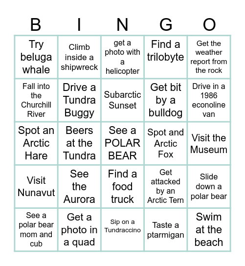 Adventures in Churchill / 2026 Bingo Card