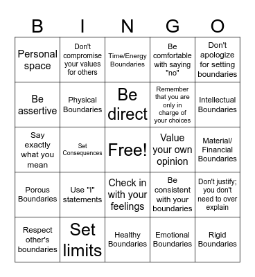 Setting Boundaries Bingo Card