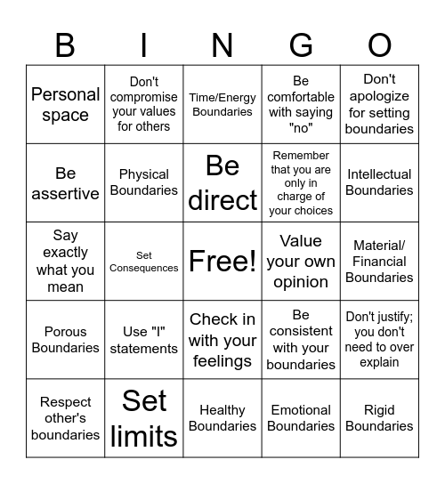Setting Boundaries Bingo Card
