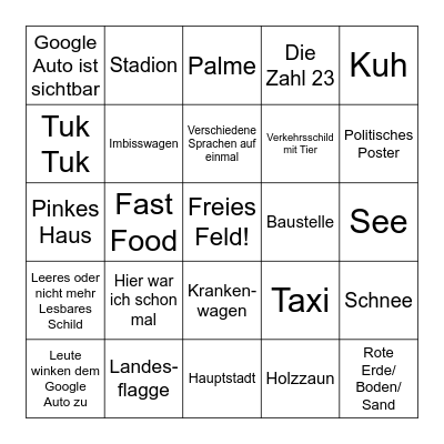 geoguessr bingo Card