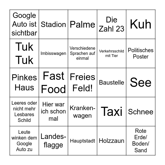 geoguessr bingo Card