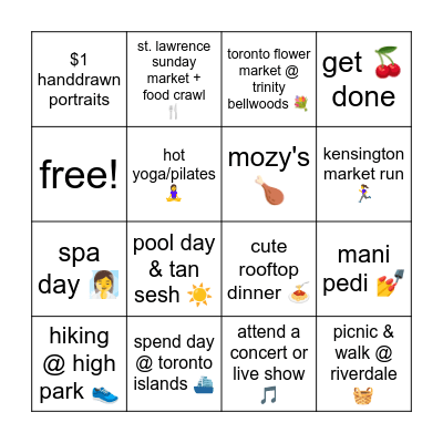 stuff to do: summer '26! Bingo Card