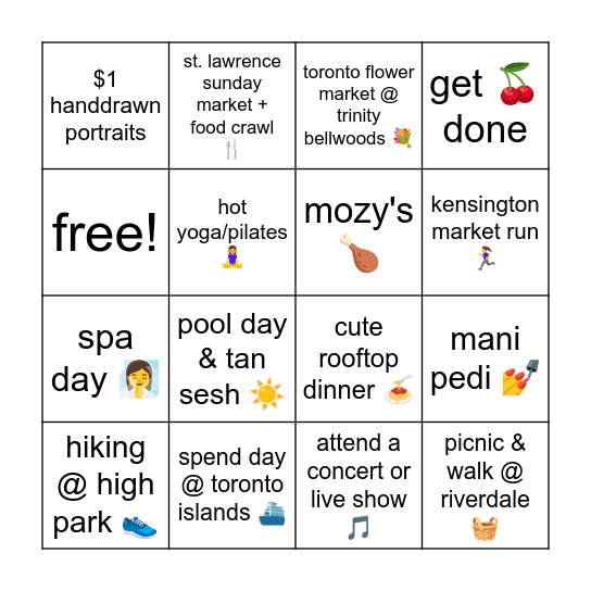 stuff to do: summer '26! Bingo Card