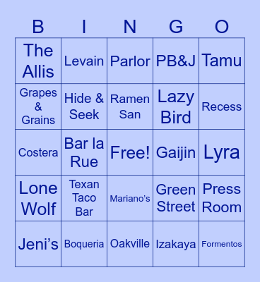 West Loop Bingo Card
