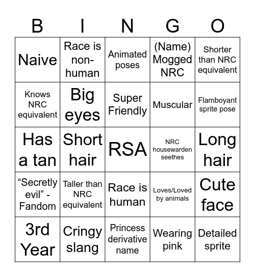 Twst RSA Character Reveal Bingo Card