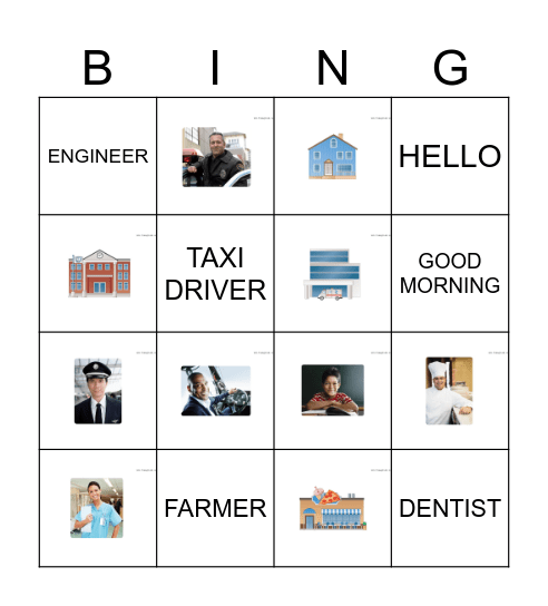 PROFESSIONS Bingo Card