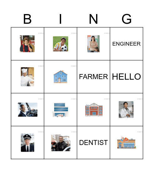 PROFESSIONS Bingo Card