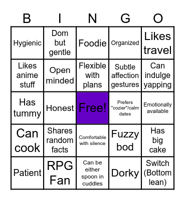 Are you Izzy's type? Bingo Card
