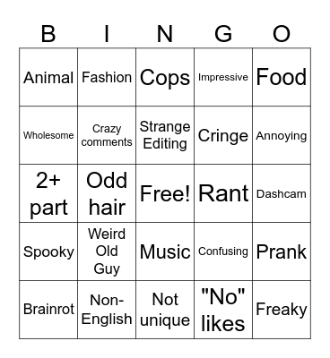 Insta Bingo Card
