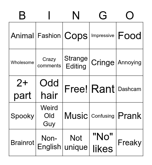 Insta Bingo Card