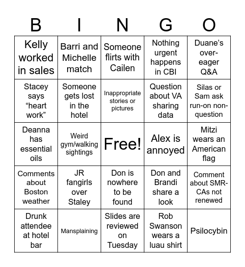 SMR Summit Bingo Card