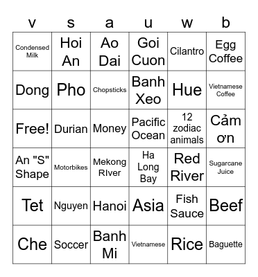 Bingo (VSA Edition) Bingo Card
