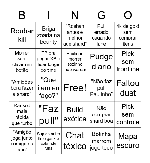 Dotinha Bingo Card