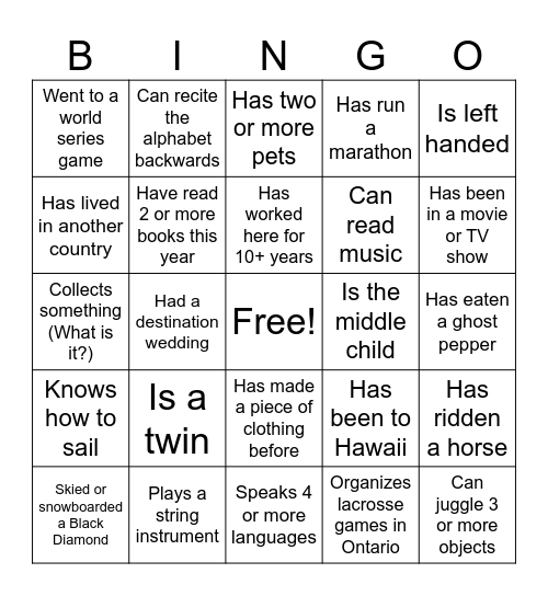 PSP Bingo Card