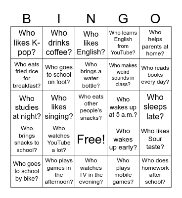Englis Bingo WH-Q with Miss Tsani Bingo Card