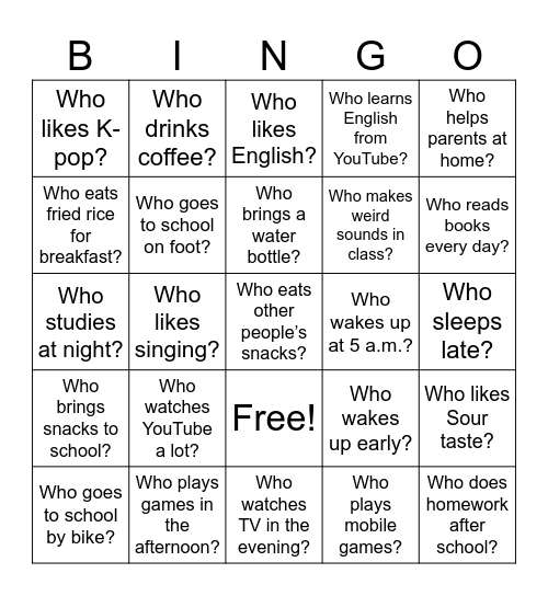 Englis Bingo WH-Q with Miss Tsani Bingo Card