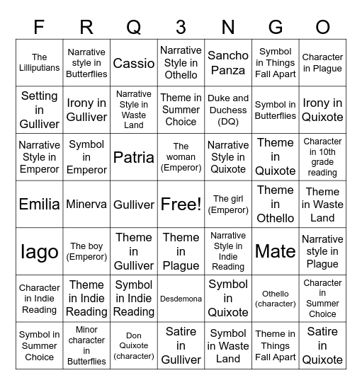AP Lit BINGO Card