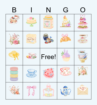 Tea Party Bingo Card