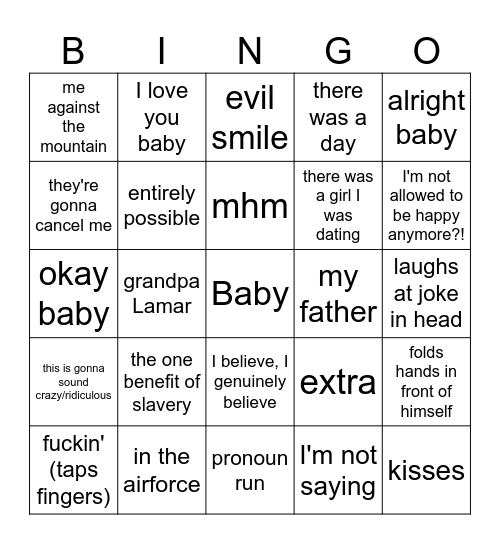 Lamar Bingo Card
