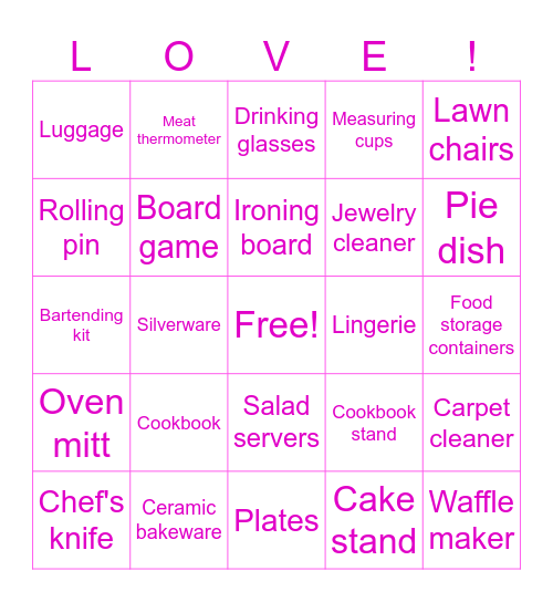 Emily's Bridal Bingo! Bingo Card