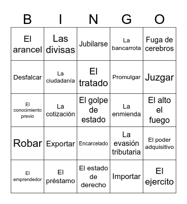 Español-ingo Bingo Card