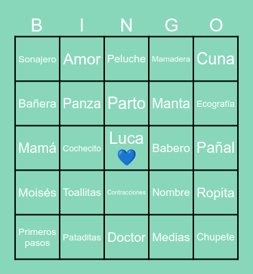 Bingo Baby Shower Bingo Card