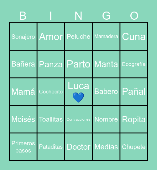 Bingo Baby Shower Bingo Card