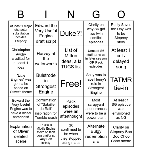 S6 Interview Bingo Card