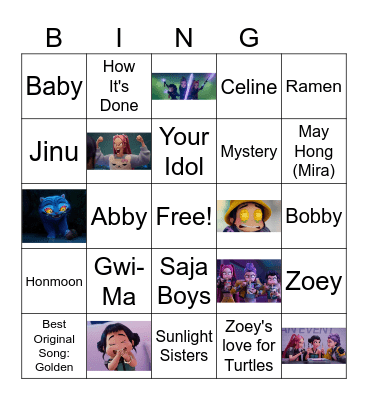 K-Pop Demon Hunters Bingo Card