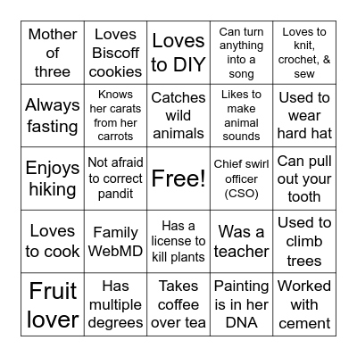 Pallu's 75th Birthday Bingo Card