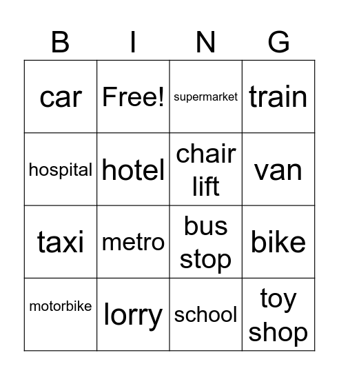 town Bingo Card