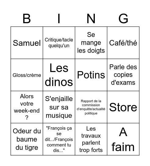 Marie-Lingo - 27/04 Bingo Card