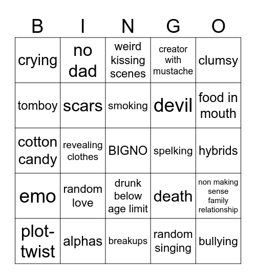 Gacha life mini movie Bingo Card