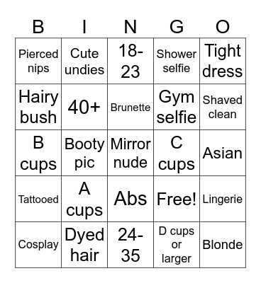 Nudes Bingo Card